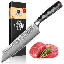 SAEIV chefsmes Kiritsuke, 67 lagen damaststaal, ergonomisch handvat voor vlees en groenten