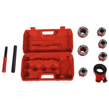 Kit de roscado de tuberías manual, modelo 62C, acero inoxidable, 6 troqueles de roscado, rojo