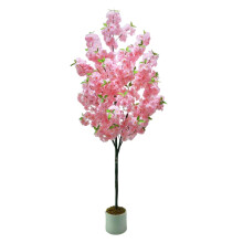 Kunstmatige kersenboom, 180cm, roze bloemen, in pot voor decoratie van woonkamer en kantoor