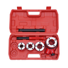 Kit de roscado de tuberías modelo 62B con 4 troqueles de roscado BSPT, acero y plástico, rojo