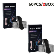 Anti-Schnarch-Nasenpflaster, Atmungsaktives Nasenpflaster zur Nasenkorrektur, Schwarz, 2 Box-60Pcs