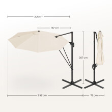WOLTU kantelparasol, rond, 3 m, beige, aluminium, 360 graden draaibaar en 5 kantelposities voor tuin en terras