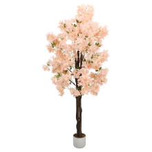 Kunstmatige kersenboom, lichtroze, 180 cm, realistische bloesem in pot voor interieurdecoratie