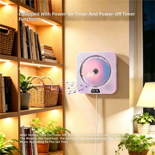 Wall-Mounted CD Player for English Learning Repeat Function Study Music Player with  5.3 Audio Player B EU Plug 1