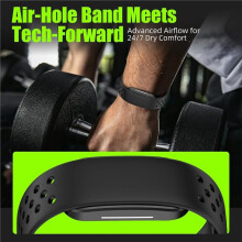 Sport Bands for Hume Band 2.0 Smatwatch Replacement Strap Ultra Breathable Perforated Silicone Band Black