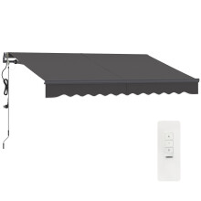 Outsunny toldo eléctrico retráctil, gris oscuro, 3x2,5 m, con mando a distancia y manivela