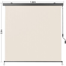 MVPower toldo vertical para balcón con casete de aluminio y manivela, beige, 180cm x 250cm