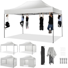 COBIZI pabellón plegable blanco, 3x4,5 m, impermeable, 4 paredes laterales, protección UV para jardín