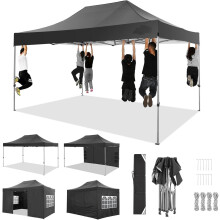 COBIZI pabellón plegable 3x4,5 m negro, impermeable, con 4 paredes laterales y protección UV