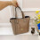 (Brown) Classic Printed Tote Simple Open Tote Bag 1