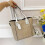 (Khaki) Classic Printed Tote Simple Open Tote Bag 1