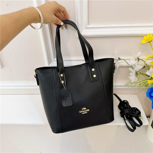 (Black) Classic Printed Tote Simple Open Tote Bag