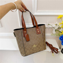 (Brown print) Classic Printed Tote Simple Open Tote Bag