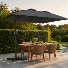 Tuinparasol, rechthoekig 370x197x239 cm, antraciet, thermolakeren staal, voor terras en tuin