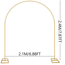 Metalen decorboog, 2,1 x 2,4 m, goudkleurig, stevig en opvouwbaar voor bruiloften en feesten