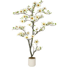 Künstlicher Magnolienbaum, 6FT, mit weißen Blüten und Moos, für Innen und Außen