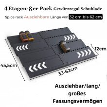 Homhut Gewürzregal für Schubladen, erweiterbar, 4 schräge Schubladen für 24 bis 48 Flaschen