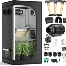 Assistant GrowBOX-EU02 kaste van 80x80x160 cm, met 150W LED-groeilamp, ventilatiesysteem en accessoires voor binnenteelt