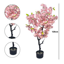 Árbol de flor de cerezo artificial, 120cm, con maceta, para decoración de interior