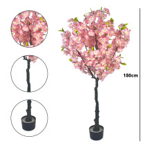 Árbol de flor de cerezo artificial, 150cm de altura, con maceta, para decoración interior