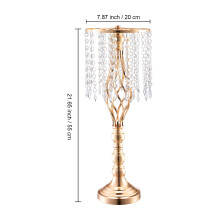 SucceBuy soporte floral para boda, florero de metal dorado y cristal, 55 cm, lote de 10 unidades