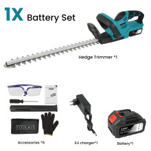 Elektrischer Heckenschneider, kabellos, 2000 W, 520 mm Klinge, für Makita 21V Akku, mit 1 Akku und EU-Stecker