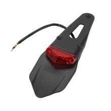 Universelles LED Rücklicht, 12V Bremslicht mit Kennzeichenhalterung für Enduro Offroad Motorräder, Rot