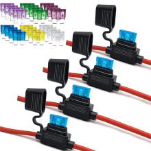 4 Pack 10AWG Inline Fuse Holder with 15-40A Fuses, Waterproof Automotive Fuse Holder Kit for Car Boat Electrical System
