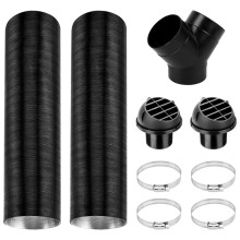 75mm Parking Heater Kit: 80cm Duct, Vent Extension, Y-Splitter, Clamps for 5-8kW Heaters Automotive Accessory