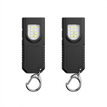 USB Rechargeable Multifunctional Keychain Flashlight with COB Work Light Keyring Camping Walking Pocket Lamp