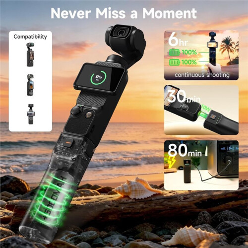 Battery Handle for  Osmo Pocket 3, Fast Charging Grip with Power Bank Function