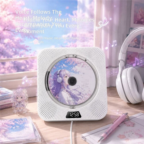 Wall-Mounted CD Player for English Learning Repeat Function Study Music Player with  5.3 Audio Player A EU Plug 1