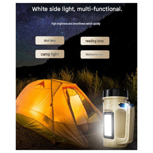 Ultra Bright Handheld Searchlight Solar Rechargeable Flashlight for Camping & Emergency