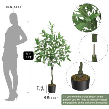 Künstlicher Eukalyptusbaum, 4FT Höhe, mit schwarzem Topf und Zementsockel, für Innen und Außenbereich