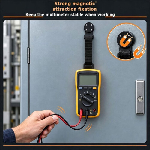 Multimeter Hanging Strap Kit,N52 Strong Magnetic Hanger Hook with Adjustable Buckle Strap for Multimeter Hands-Free Work 1