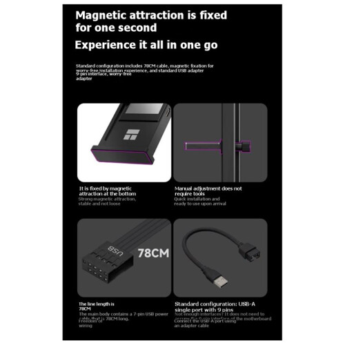 4.58-Inch GPU BRACKET LCD Secondary Screen Magnetic  Card Bracket  Display Computer Monitoring 1