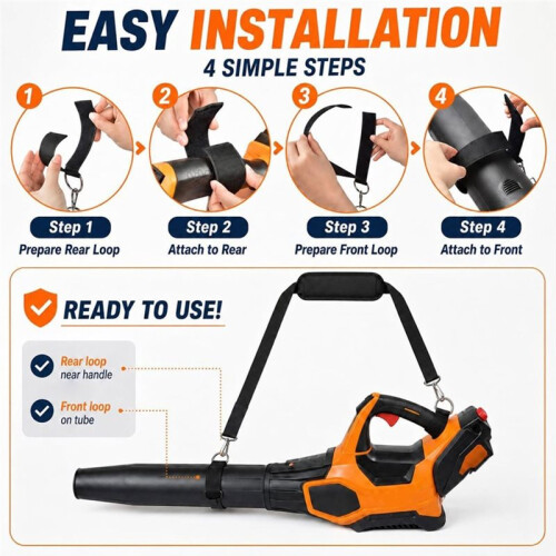 Universal Leaf Blower Strap, Adjustable Padded Harness, Black Fits Blowers, Trimmers, Universal Compatible 2
