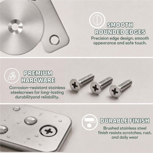 2-Piece Door Hole Cover Plate Kit for Enhanced Home Security & Privacy. Silver 1
