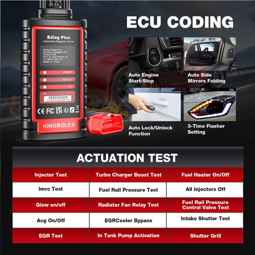 KINGBOLEN Ediag Plus, OBD2 diagnose scanner, bidirectioneel, ECU codering, 15+ resetfuncties voor auto 1