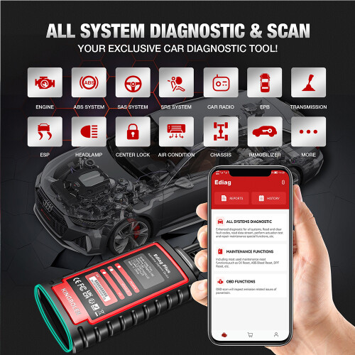 KINGBOLEN Ediag Plus, OBD2 diagnose scanner, bidirectioneel, ECU codering, 15+ resetfuncties voor auto 2