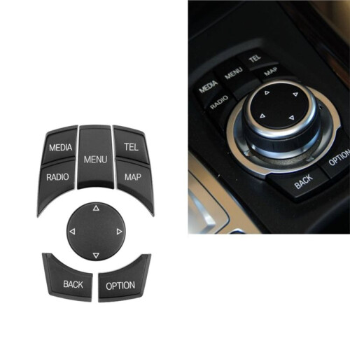 Car Console IDrive MAP-MEDIA Knob Button Cover Kit for  X1 X5 X6 E-Series E60 E84 E70 E71 E72 E87 E90 E91 E92 E93 B 1