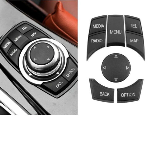 Car Console IDrive MAP-MEDIA Knob Button Cover Kit for  X1 X5 X6 E-Series E60 E84 E70 E71 E72 E87 E90 E91 E92 E93 B 2