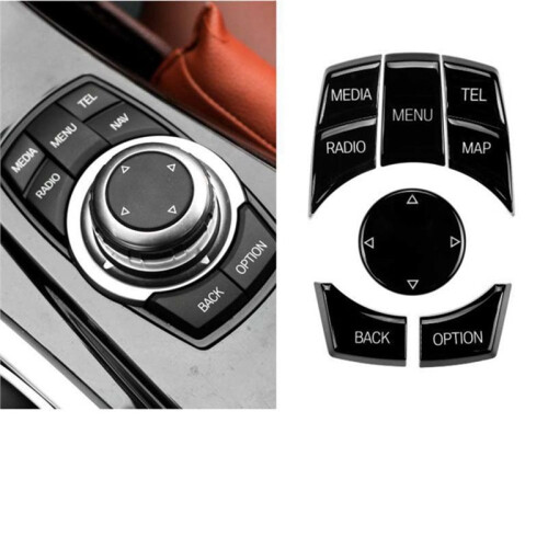 Car Console IDrive MAP-MEDIA Knob Button Cover Kit for  X1 X5 X6 E-Series E60 E84 E70 E71 E72 E87 E90 E91 E92 E93 A 2