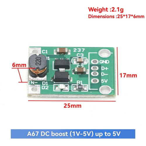 10PCS - Step  Power Module 500mA 1-5V to 5V, 5V Output Voltage Regulator Power Supply Module for  DIY 2