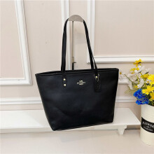 (Black) Classic old flower tote bag, open commuter shoulder bag