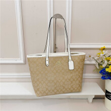 (Light khaki presbyopia white) Classic old flower tote bag, open commuter shoulder bag