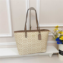 (Mi Laohua mixed with brown) Classic old flower tote bag, open commuter shoulder bag