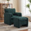 Modern Green Chenille Accent Armchair with Matching Footstool 2