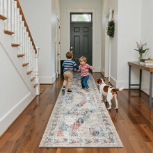 (80x300cm - Coastal) Moonlight Bedding Traditional Cashmere Runner 80x300cm | Soft Printed Non-Slip Rug (3 fT X 10 fT)