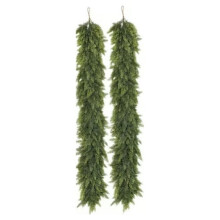 2 Pack Christmas Norfolk Pine Garland 6FT, Real Touch Greenery Full Evergreen Garland for Mantle, Fireplace, Table
